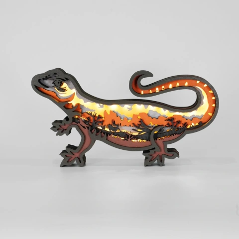 CalWild×Hipark Blunt-nosed Leopard Lizard LED Wooden Night Light Gift for Mother's Day Home Decor